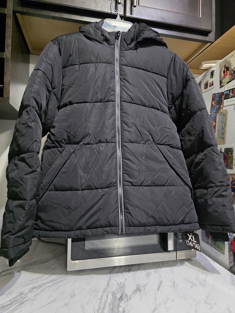 New Members Mark Black Puffer Jacket with Hood Youth Boys 14/16 - Picture 4 of 12